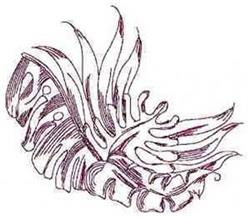 Redwork leaf design featuring intricate lines and elegant curves, showcasing detailed veins and a classic style.