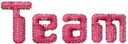 Textured pink lettering of 'Team' in fluffy, playful characters for a soft and inviting look.