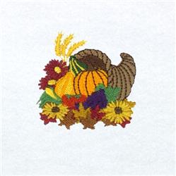 Cornucopia Pumpkin - 4x4 pumpkin detailed embroidery design for kitchen tea towels
