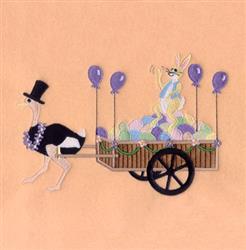 Easter Parade Float - 6x10 bunny rabbit detailed embroidery design for patchwork quilt blocks