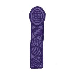 FSL bookmark featuring vibrant purple, playful geometric patterns and ornamental designs, perfect for Easter.