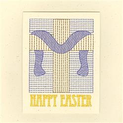 Colorful Easter design featuring a large purple wave, pastel colors, and 'HAPPY EASTER' text in yellow.