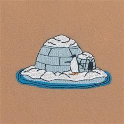detailed christmas igloo machine embroidery pattern - Igloo for patchwork quilt blocks