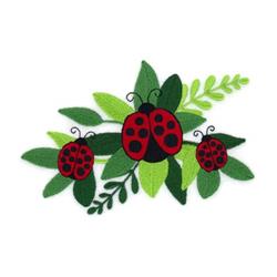 Ladybug Leaf Large - 5x7 leaf detailed embroidery design for decorative pillow covers