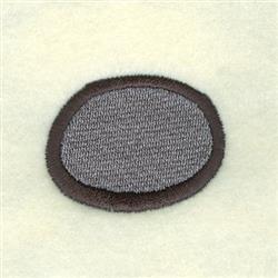 Simple oval patch with a grey textured fill and brown border, showcasing modern minimalist style.