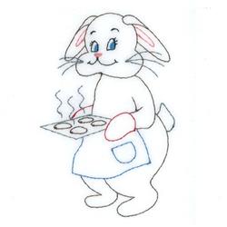 bunny rabbit quick stitch machine embroidery - Rabbit Baking perfect for kitchen aprons