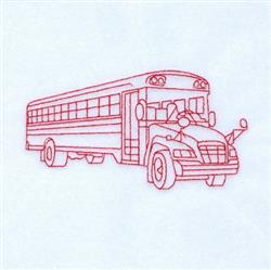 beginner-friendly school redwork machine embroidery pattern - Redwork School Bus for reusable tote bags