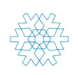 Redwork snowflake with a light blue outline featuring symmetrical hexagonal patterns for a minimalist winter decor.