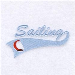 beginner-friendly summer tail machine embroidery pattern - Sailing Script Tail for reusable tote bags