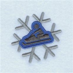 beginner-friendly winter snowflake machine embroidery pattern - Snowmobiling for kitchen aprons