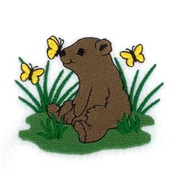 Spring Bear Cub - 4x4 bear cub detailed machine embroidery design for Baby Blankets