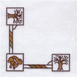 Squirrel Corner - 6x10 corner detailed machine embroidery design for cute baby onesies