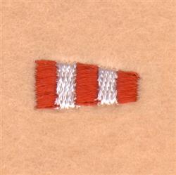Stripe pattern with alternating red and white threads on light brown, featuring a simple geometric design.
