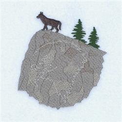 detailed mountain machine embroidery pattern - Wolf Eagle Mountain for reusable tote bags