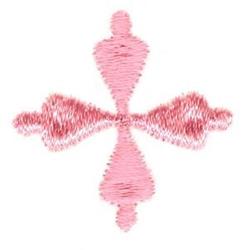 Abstract decorative shape in light pink, featuring symmetrical soft lines, creating a whimsical and playful look.