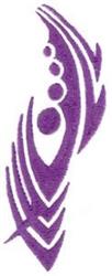 Abstract design with flowing lines and circular dots in vibrant purple, showcasing a modern, dynamic style.