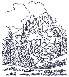 Alpine Landscape - 5x7 tree beginner-friendly embroidery design for Home Textiles