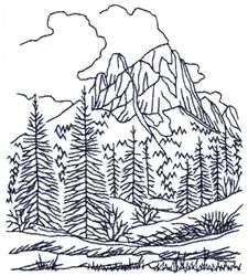 Alpine Landscape - 5x7 tree beginner-friendly embroidery design for Childrens Clothing