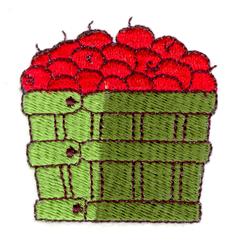 beginner-friendly autumn basket machine embroidery pattern - Apple Basket for kitchen aprons