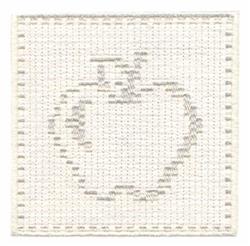 Minimalist apple outline in delicate stitching, set against a neutral background for fall-themed embroidery.