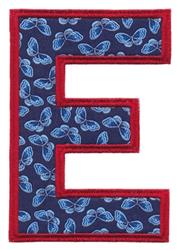 detailed butterfly applique machine embroidery pattern - Applique Alphabet E for decorative pillow covers