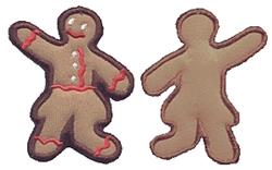 Applique gingerbread man with a smiling face, brown color, and red icing details, perfect for Christmas cheer.