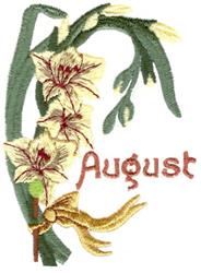 August Gladiolus - 4x4 leaf detailed machine embroidery design for kitchen tea towels
