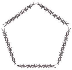 Decorative border design featuring a pentagon shape made with dark barbed wire. Minimalistic and geometric.