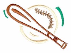 Baseball bat in rich brown tones with a detailed baseball and green circular elements, perfect for sports season.
