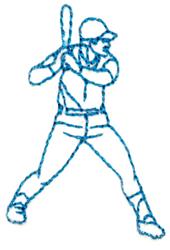 bat quick stitch machine embroidery - Baseball Player Outline for Sports Bags