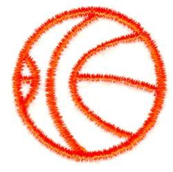 Playful basketball design in vibrant orange with black stitching, perfect for sports-themed embroidery.