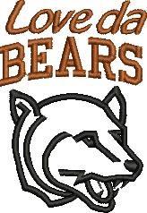 Cartoon bear head in bold outline with 'Love da BEARS' text in engaging font, playful and sporty design.