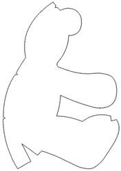 Bear outline in simple design with smooth curves, perfect for embroidery on various items.