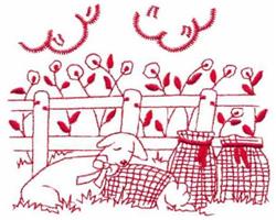 Black Sheep Redwork - 5x7 fairy redwork embroidery design for Childrens Books Covers