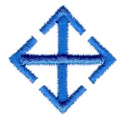 Geometric arrow design featuring blue arrows within a diamond shape, centered for a balanced look.