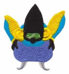 Playful cartoonish creature with a blue body, yellow wings, and a black head, styled in vibrant colors.