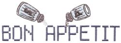 beginner-friendly appetit machine embroidery pattern - Bon Appetit for kitchen aprons
