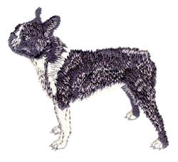 puppy dog beginner-friendly machine embroidery - Boston Terrier for decorative pillow covers