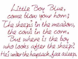 Boy Blue Redwork - 5x7 redwork redwork embroidery design for Childrens Books Covers