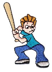 beginner-friendly bat machine embroidery pattern - Boy Playing Baseball for Team Banners