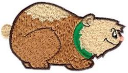 Cartoonish brown bear with a friendly smile, light brown patch, and vibrant green collar, perfect for playful decor.