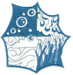 Abstract design with bubbles and waves in blue and white, showcasing a playful and modern aesthetic.