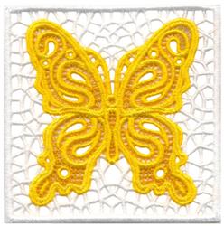 detailed butterfly FSL lace machine embroidery pattern - Butterfly Square for kitchen aprons