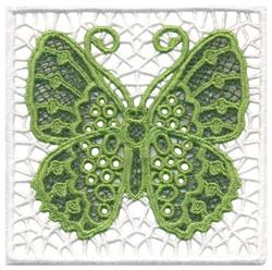 Butterfly Square - 4x4 butterfly FSL lace embroidery design for patchwork quilt blocks