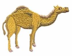 Realistic camel in yellow and brown hues, showcasing naturalistic details and a prominent hump.