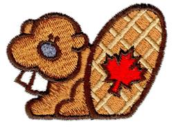detailed leaf machine embroidery pattern - Cartoon Beaver for reusable tote bags