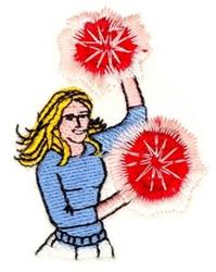 beginner-friendly cheerleader machine embroidery pattern - Cheering Cheerleader for kitchen tea towels