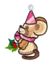 Christmas Mouse - 4x4 leaf beginner-friendly embroidery design for cute baby onesies