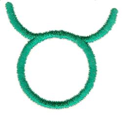 Playful circle with horns in vibrant turquoise, featuring a simple and whimsical design ideal for trendy decor.