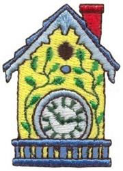 Clock Birdhouse - 4x4 bird beginner-friendly embroidery design for patchwork quilt blocks